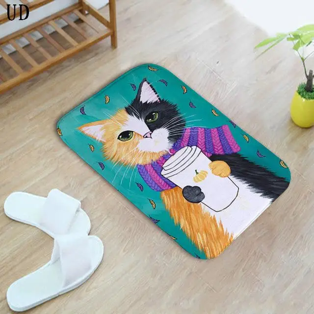 New Cute Floor Mats Cat Animal Print Bathroom Kitchen Carpets Children