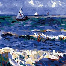 Большие волны по номерам Современная Настенная живопись ручная роспись маслом на холсте для украшение для дома, безрамочные картины 40*50 см