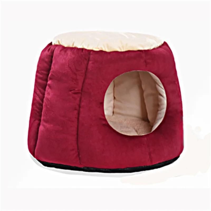Хот-дог дом будки гнездо с коврики складной собака кошка кровать подушки палатка для малых и средних собак собаки Домашние животные щенки корзина кровать - Цвет: Wine Red