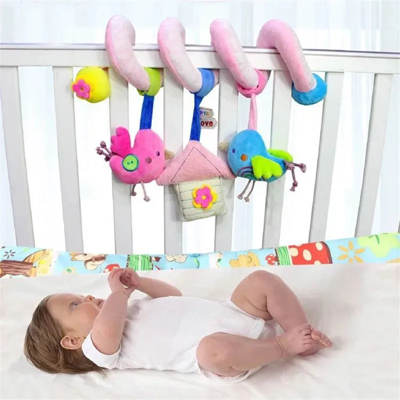 

1pieces/lot baby toys cartoon animal bird Car hang Bed hang around puzzle Ring bell plush doll Children's toys calm gift