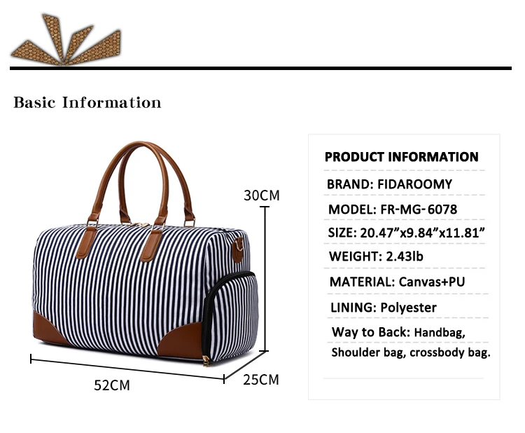 Полосатые спортивные сумки для путешествий для Для мужчин Для женщин холст большой Ёмкость Weekender Сумки с отделение для обуви портативные
