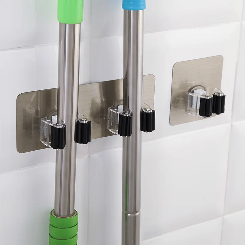 Mop Holder Wall Mounted Kitchen Organizer Wall Shelf Storage Holder For Mop Brush Broom Mops Home Organizer Shelves For Wall