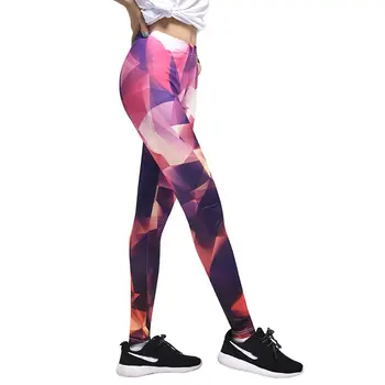 

Women High Waist Stretch Leggings Thin Colorful Printed Compression Trousers Hot