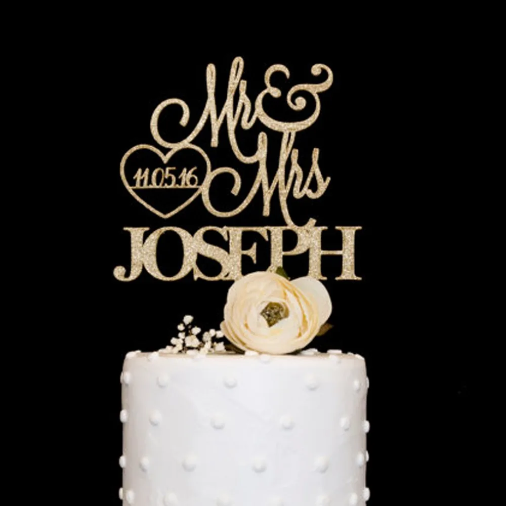 

Personalized wedding cake topper with last name Wedding cake topper Customized wooden acrylic wedding cake topper with love dat