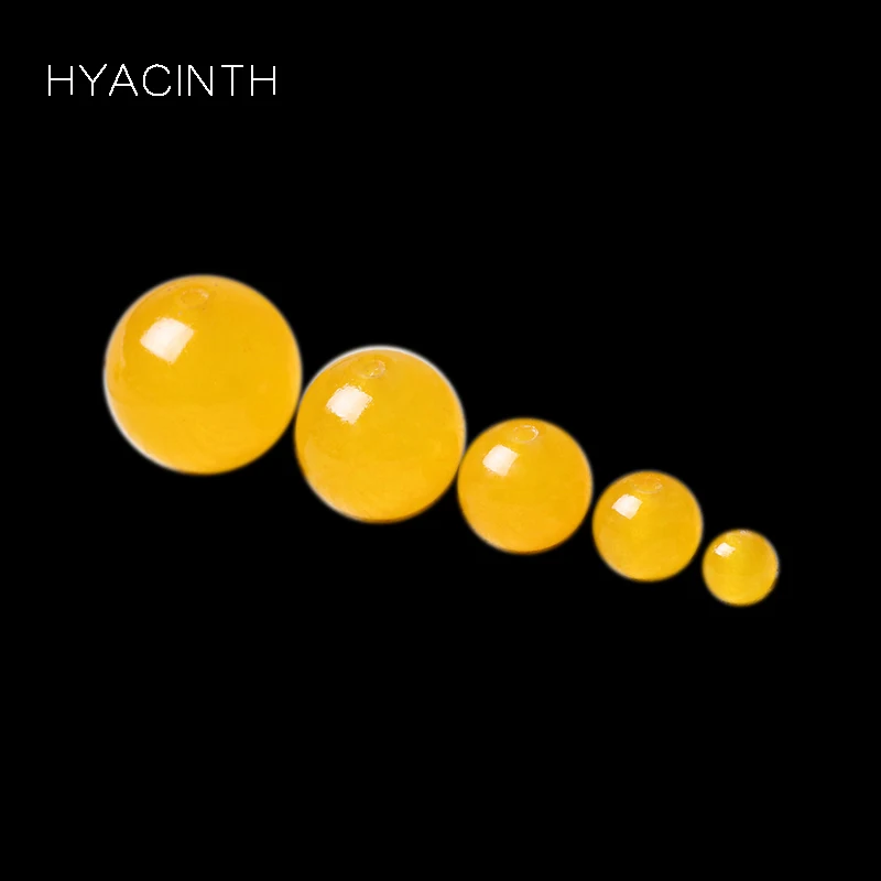 HYACINTH Round Yellow Chalcedony Beads Smooth Fashion Jewelry For Diy Bracelet Necklace Making | Украшения и аксессуары