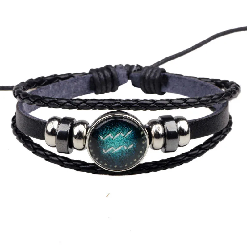 NIUYITID Constellation Bracelets For Women Men Fashion Handmade Braided Adjustable Leather Bracelets Jewelry (13)