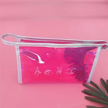 

Laser Make Up Bag Women Cosmetic Bag Holographic Make Up Pack Student Pencil Case Fashion Hand Clutch PU Leather Makeup Bag