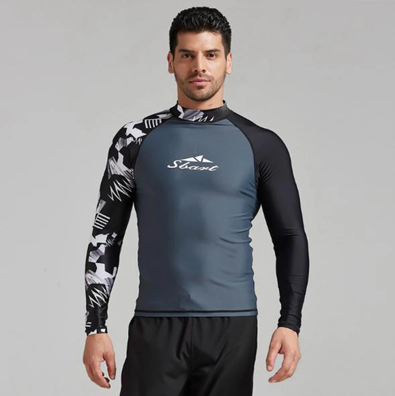 

SBART 2019 Men's Sunblock Adult Swimsuit Two-piece Men's Quick-drying Long-sleeved Jellyfish Sport Surf Snorkeling Suit Swimming