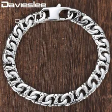 Davieslee мужской браслет Маринер Байкер звено цепи Серебряный цвет 316L нержавеющая сталь браслет мужские ювелирные изделия 9 мм DHB19