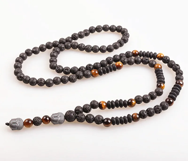 Дизайн черный 6 мм BLava камни деревянный шарик мужской гематитовый Будда ожерелье из бисера