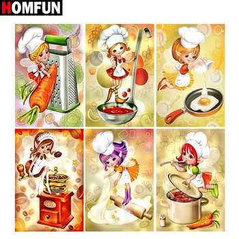 

HOMFUN Full Square/Round Drill 5D DIY Diamond Painting "Cartoon chef girl" 3D Diamond Embroidery Cross Stitch Home Decor Gift