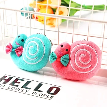 

FREE SHIPPING BY DHL 100pcs/lot Newest Plush Snail with Bowtie Keychains Lovely Snail Keyrings Gifts for Kids