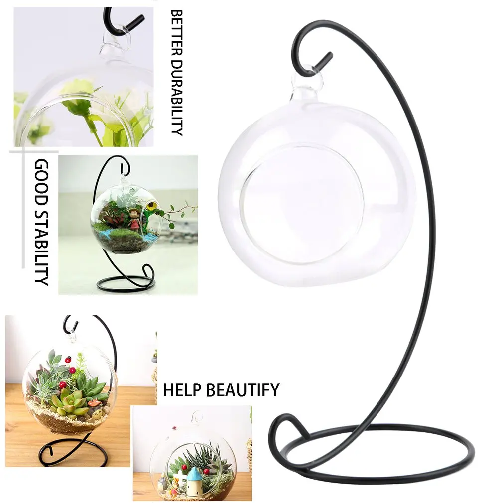 DIY Clear Round Ball With One Hole Hydroponic Plant Flower Hanging Glass Vase Container Home Garden Decoration