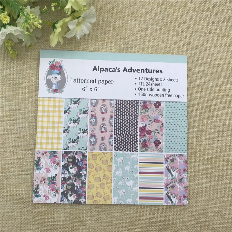 

24 sheet 6"X6" AlpacaS Adventures patterned paper Scrapbooking paper pack handmade craft paper craft Background pad