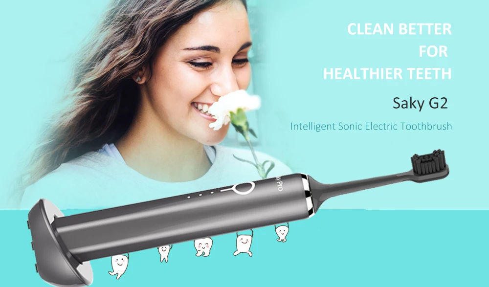 Саки G2 интеллектуальные электрические Зубная щётка Перезаряжаемые 2-Min синхронизации 3 режима Водонепроницаемый Sonic Электрический Зубная