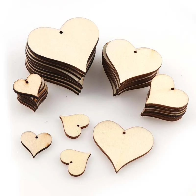 

1Pack Wood Color Heart Shape Wood Chip For Handmade DIY Craft With One Hole Wood Chips Decorative Embellishments Crafts