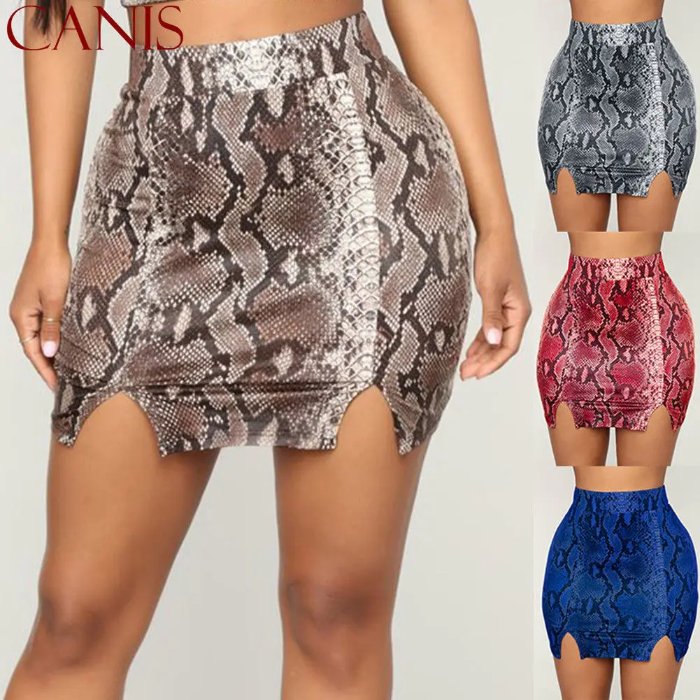 

Fashion Women Mini Skirt Animal Snakeskin Printed Summer Skirt Sexy Bodycon Pencil Skirts S-XL 2019