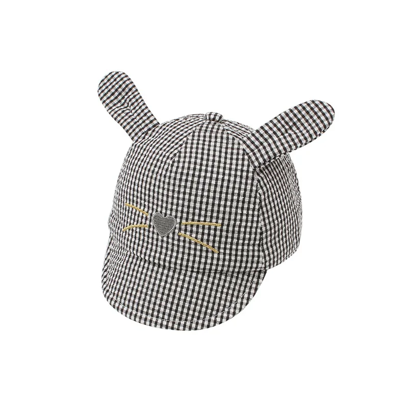Casual Plaid Baby Cap Cotton Baby Boys Hat Rabbit Ears Baby Hat For Girls Cute Cat Sun Hat Spring Summer New Baby Boy Clothing (45)