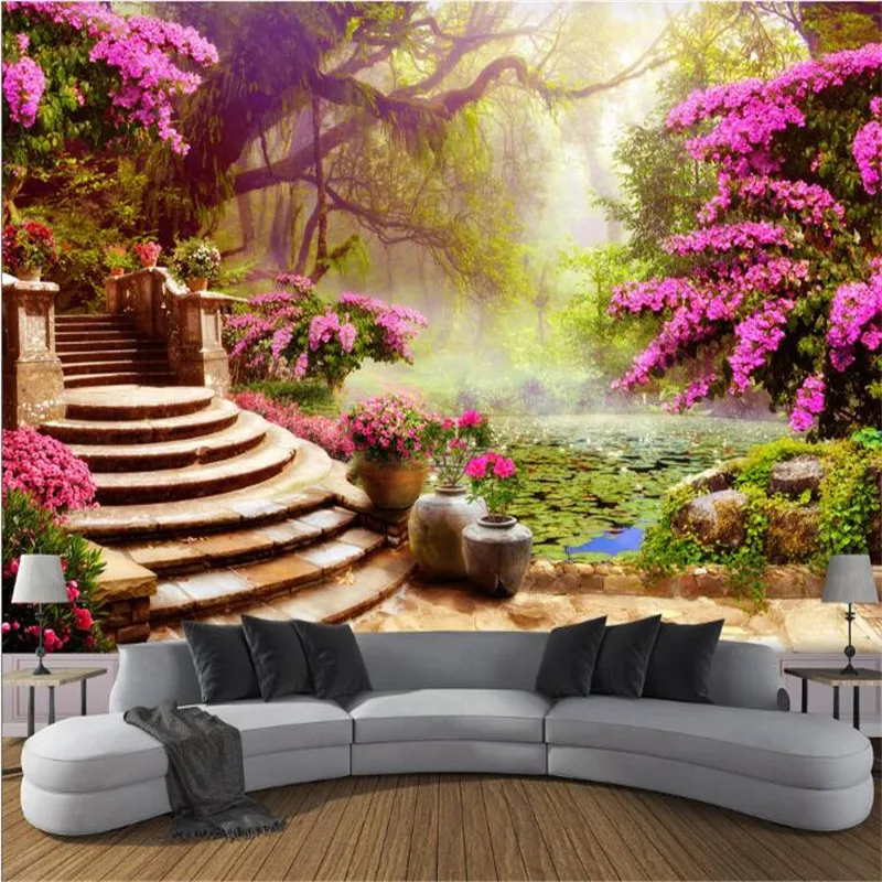 

custom 3d photo wallpaper large 3d living bedroom sofa TV background non-woven wallpaper garden forest landscape home decor