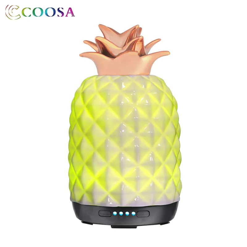 

COOSA New High Quality Air Humidifier 250ml Essential Oil Diffuser Ceramic Pineapple Ultrasonic Cool Mist Maker for Bedroom Gift