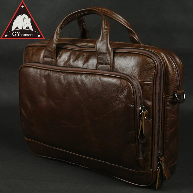 Us 100 0 50 Off Anaph 15 Inch Laptop Bag Men S Leather Briefcase Doents Office Bags For Large Capacity Double Zips High Quality Coffee In