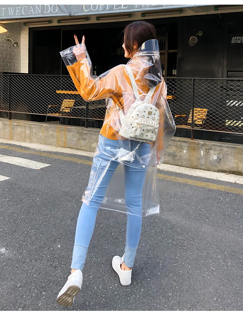 FreeSmily Fashion transparent raincoat adult hiking outdoors fishing raincoat EVA plastic environmental protection raincoat - Image 6