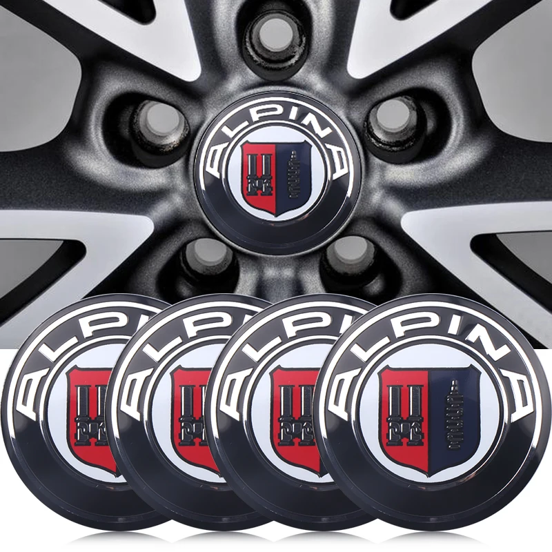 ALPINA DECAL STICKER Aluminum EMBLEM LOGO X4 56mm