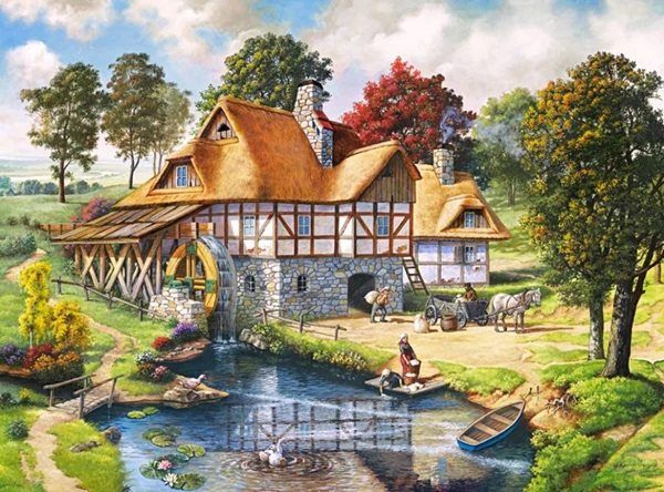 200498-2000-parca-puzzle-castorland-water-mill-cottage-degirmen (1)