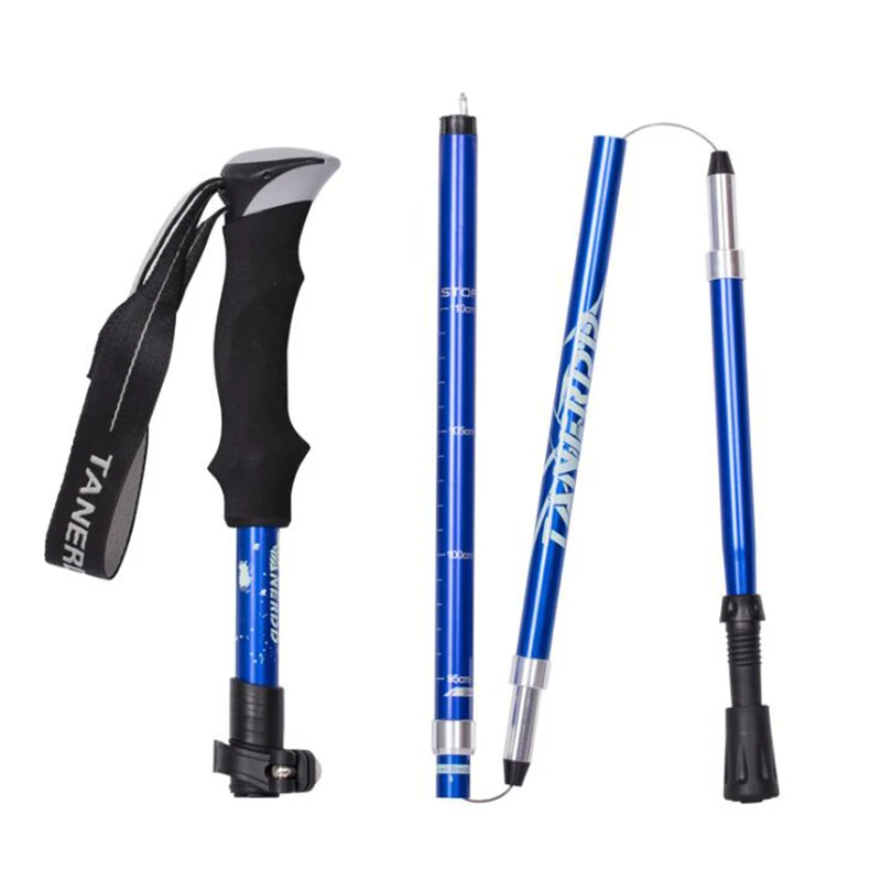 

Anti Shock Walking Sticks Carbon Steel Telescopic Trekking Hiking Poles Ultralight Walking Canes With Rubber Tip Protectors