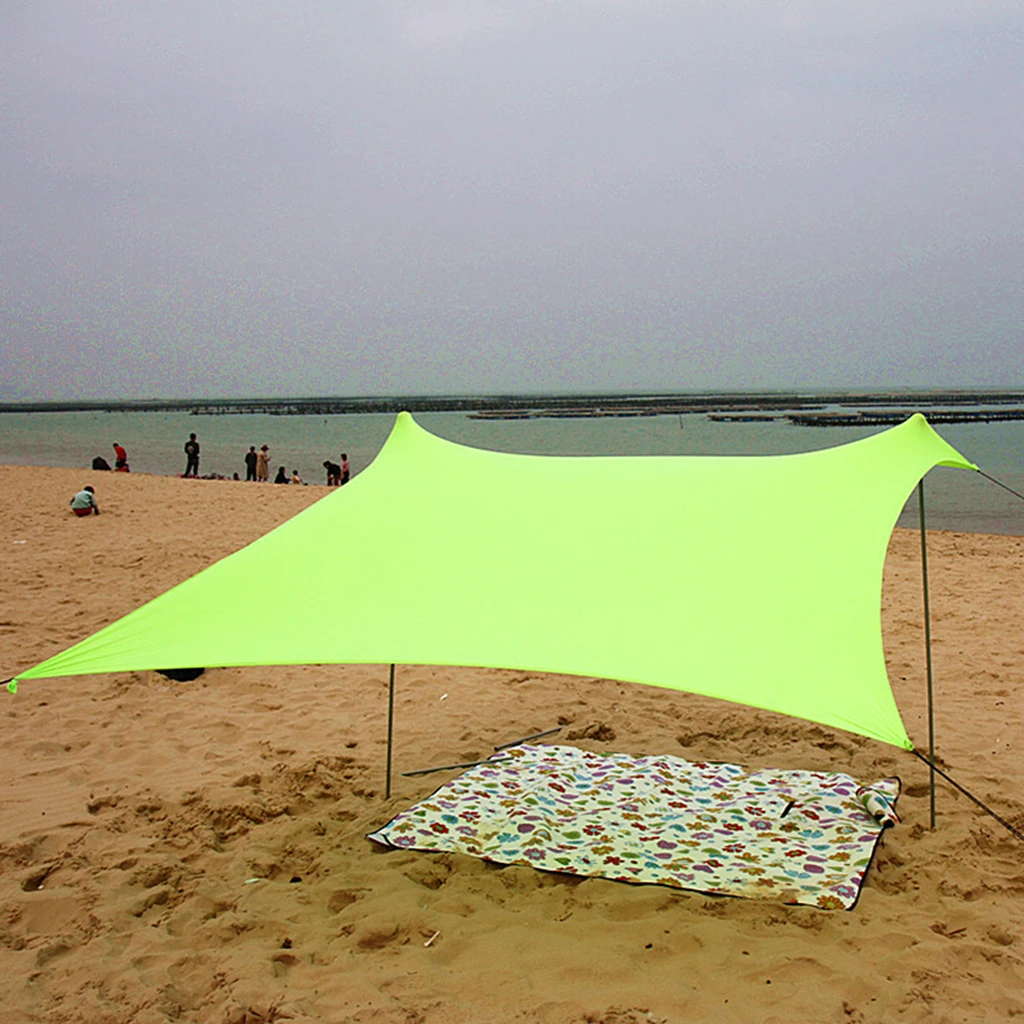 3-4 Person Beach Sunshade Canopy UPF50 UV Protection Sun Shelter Tarp Awning