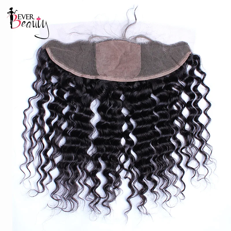Silk Base Frontal Closure Deep Wave Brazilian Hair 13x4 Frontal With Baby Hair Natural Hairline Ever Beauty Remy Bleached Knots