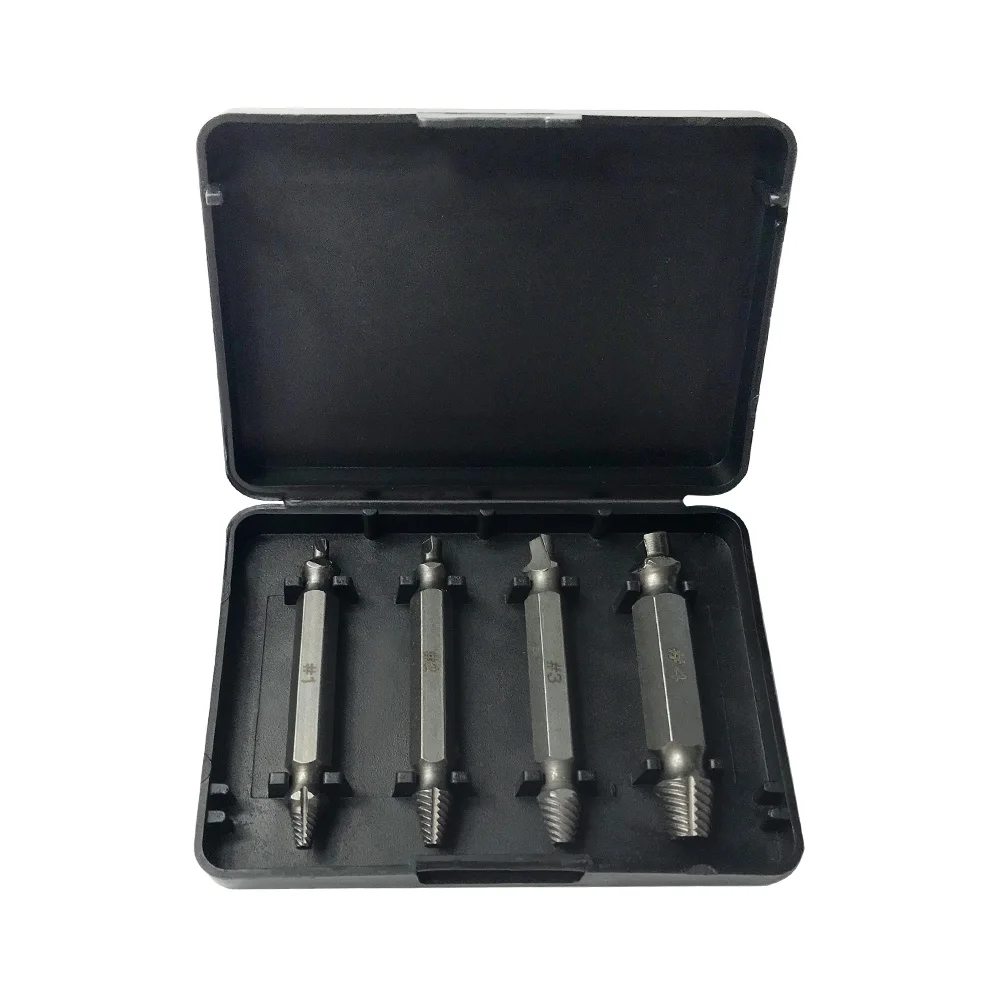 

Drill Bit Damaged Screw Extractor Drill Bits Guide Set Broken Speed Out Easy out Bolt Stud Stripped Screw Remover Tool 4pcs/set