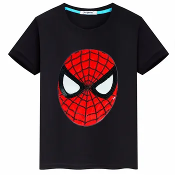 

2019 Summer New Boy Short Sleeve Light T-Shirt Kids Cartoon Spider-Man Flash Bottoming Shirt