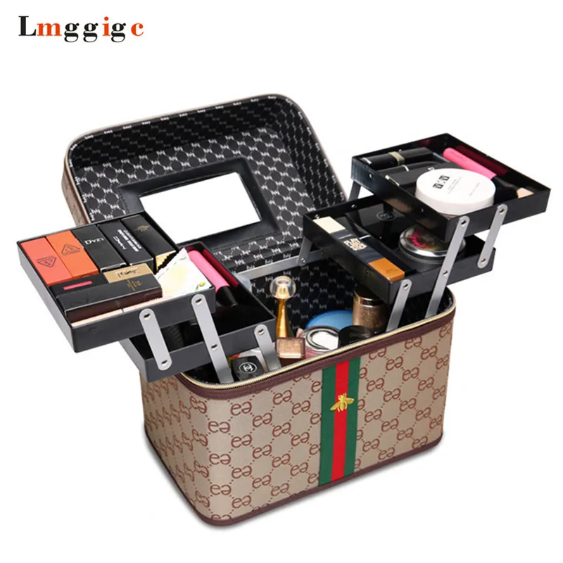 

Women Makeup Toolbox,New Cosmetic Bag,PU Make-up ,Nails Tools Suitcase Case,Handbag bag, Beauty Box ,Multilayer package