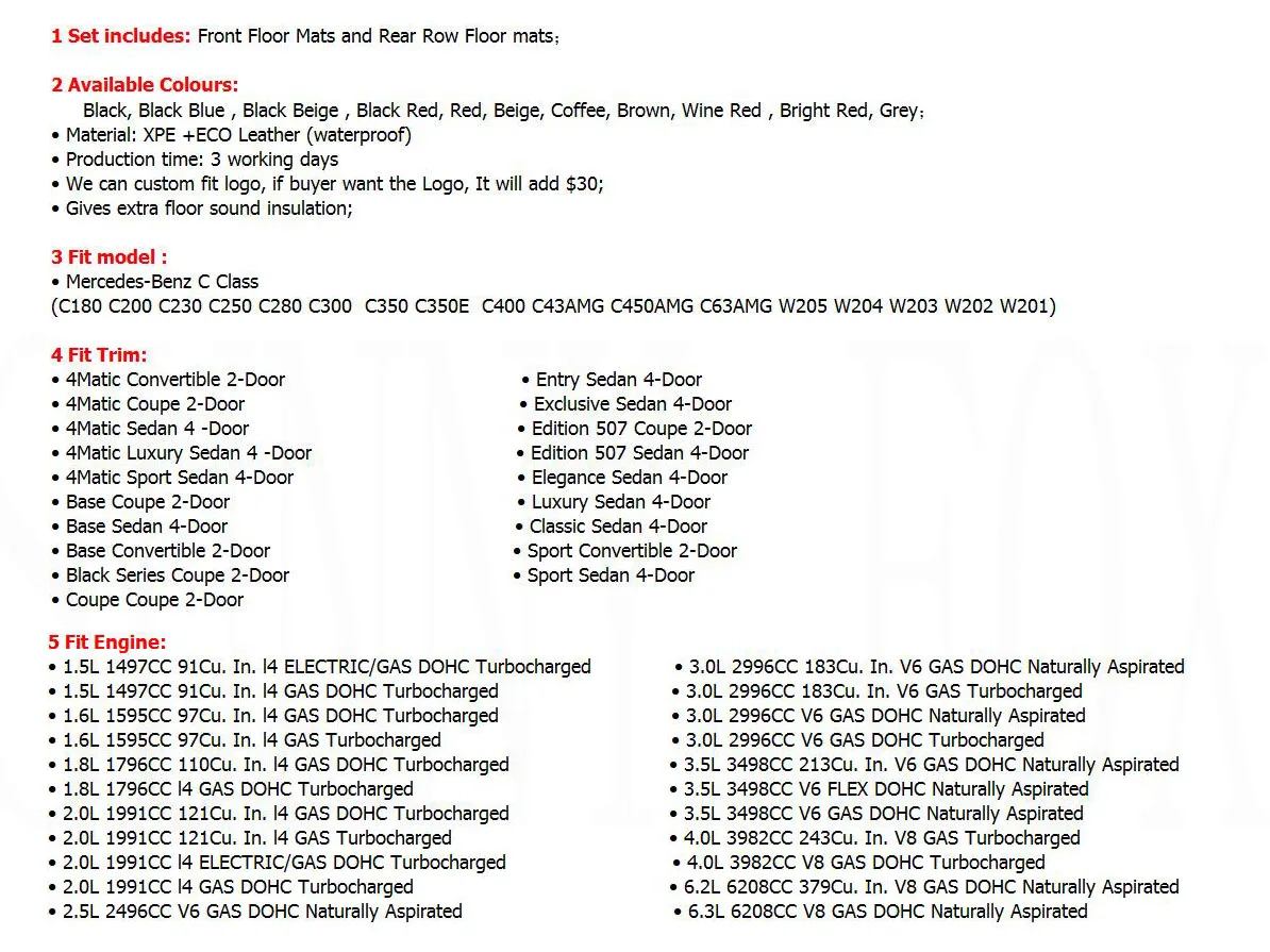 Auto Boden Matte Fur Mercedes W203 W204 W205 W201 W202 Amg C43 C63 C216 C320 C160 C180 C200 C220 C210 Zubehor Boden Matte Teppiche Floor Mats Aliexpress