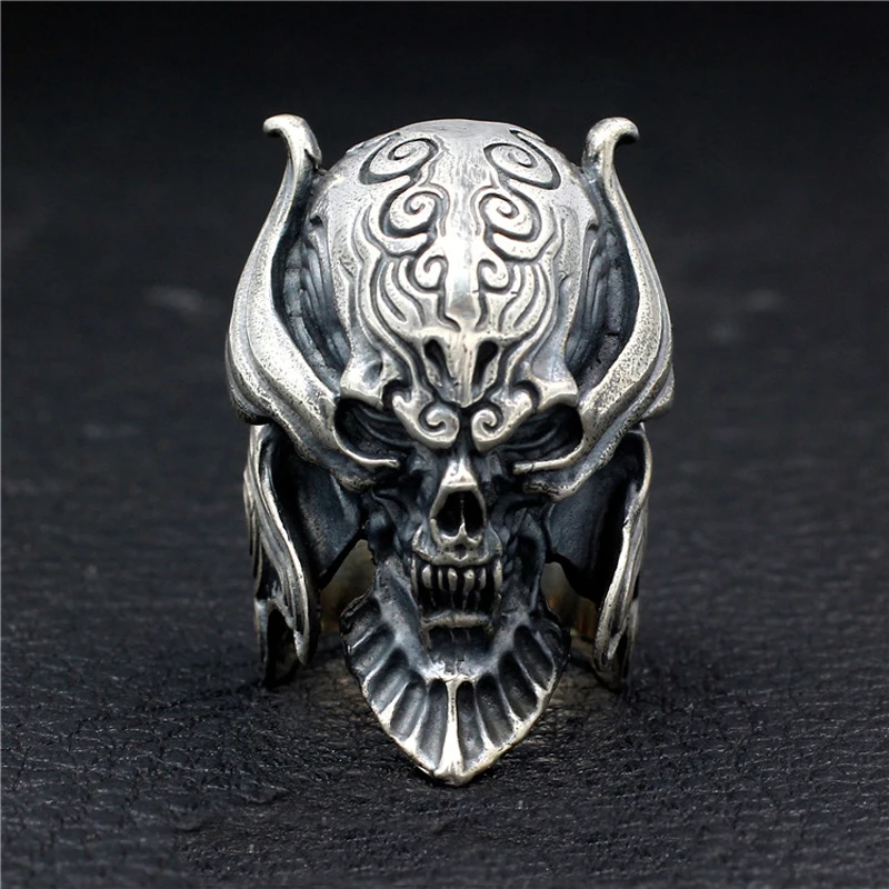 

925 STERLING SOLID SILVER BIKER ROCKER Armor Devil Skull MENS RING RINGS JEWELRY A3199