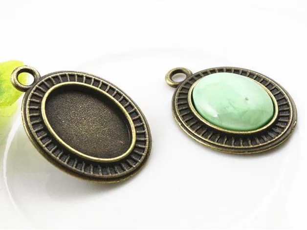 

8pcs 13x18mm Inner Size Bronze Simple Style Cameo Cabochon Base Setting Charms Pendant necklace findings (D4-16)