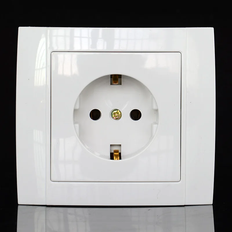 250V 16A German Single EU Plug Wall Socket Standard Power Outlet Safe Waterproof