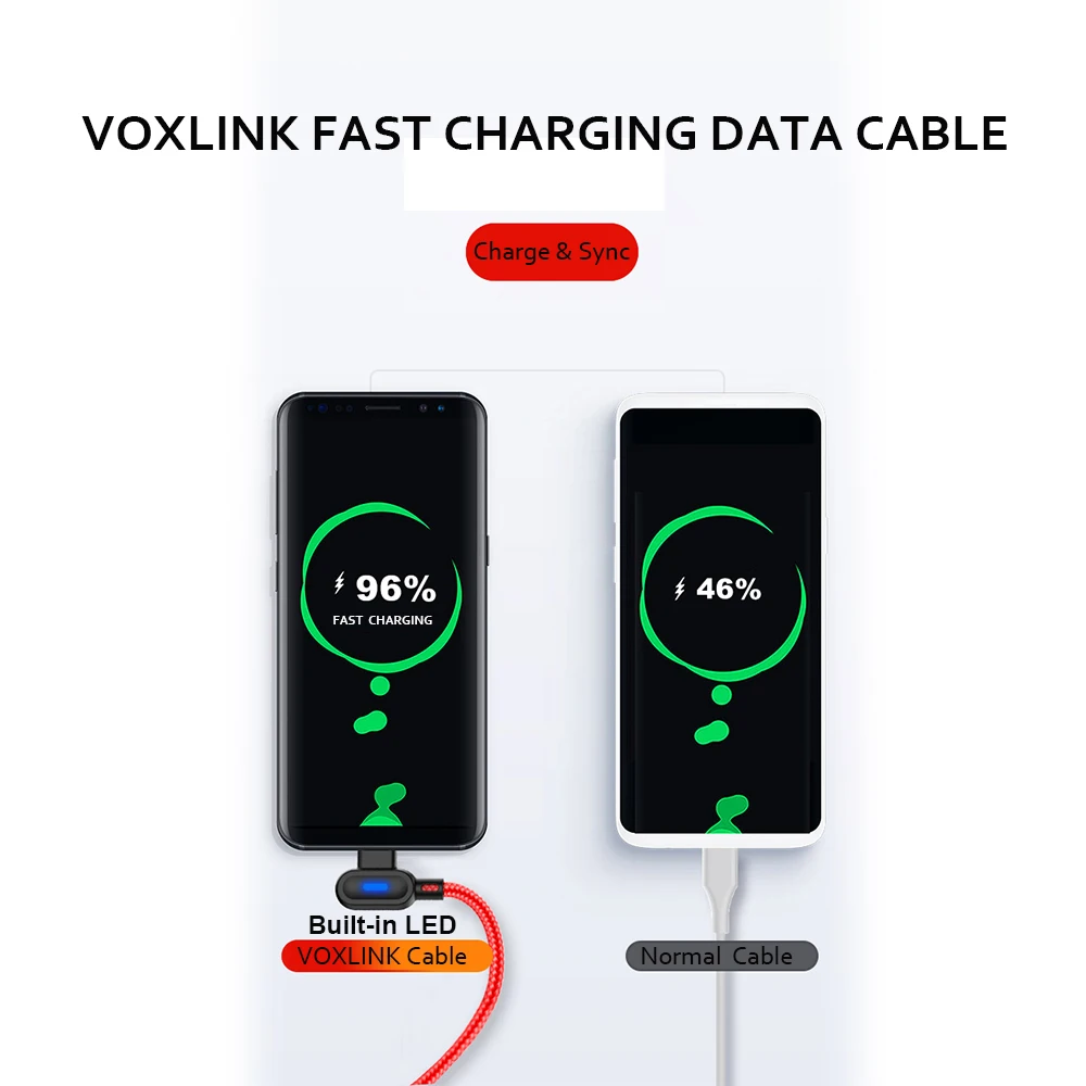 VOXLINK المصغّر usb كابل سريع شحن مايكرو كابل بيانات ل سامسونج/xiaomi/lenovo/huawei/HTC/Meizu شاحن هاتف محمول يعمل بنظام تشغيل أندرويد الكابلات