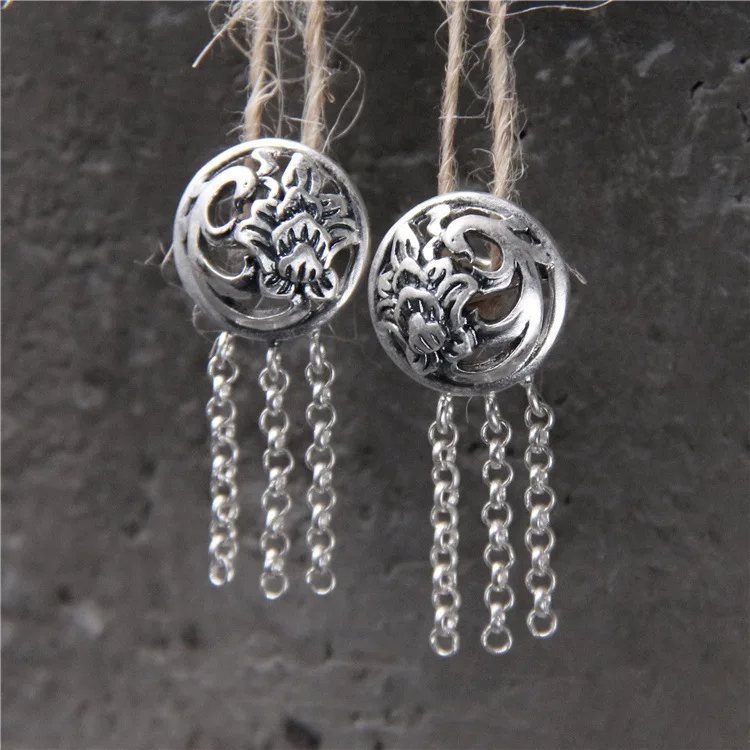 2018 Special Offer Real Brinco S925 Pure Restoring Ancient Ways Tassels Eardrop Fashion And Personality Old Earrings Allergy | Украшения и