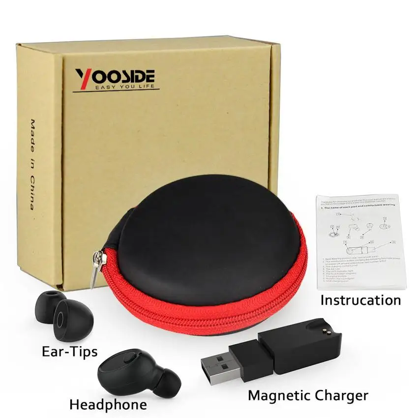 Yooside Bluetooth мини Беспроводной вкладыши с 2 USB магнитными разъемами для зарядных