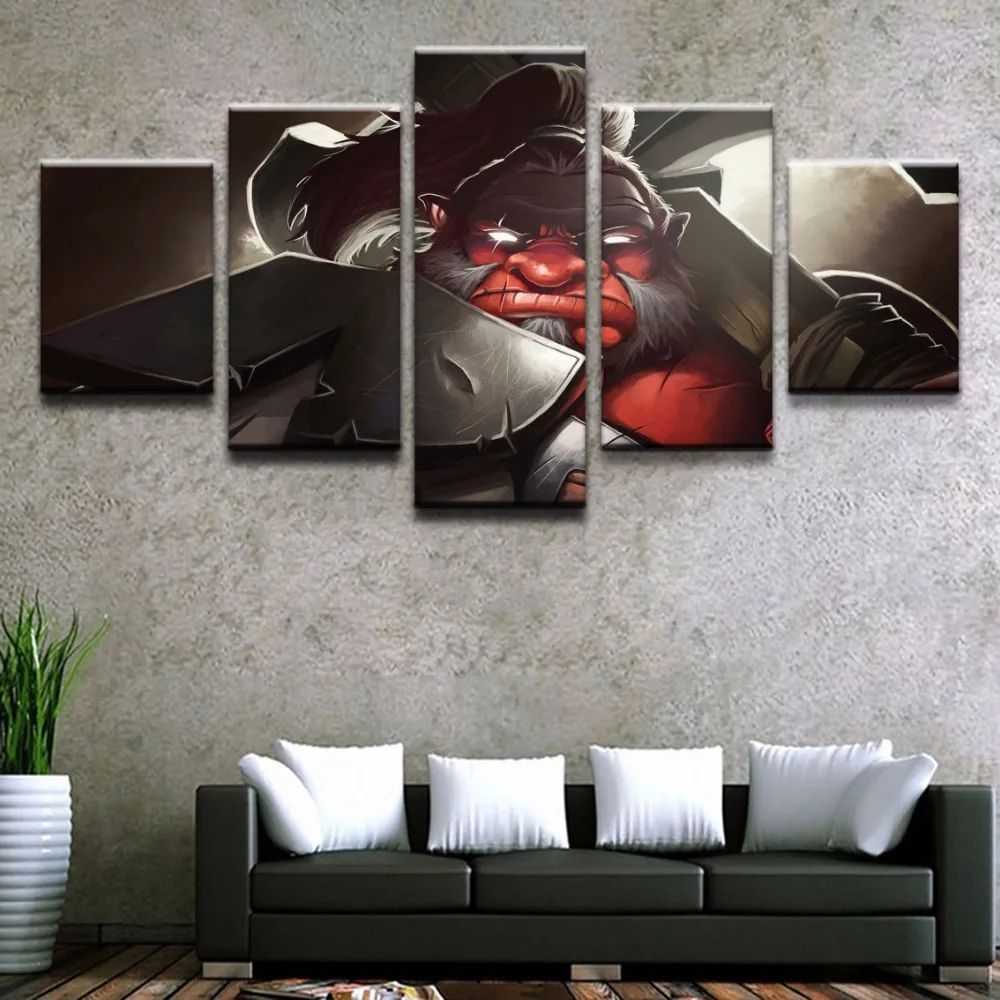  5 Panel Modern Canvas Printed Game Poster Axe DOTA 2 Home Decor Wall Art Canvas Painting Pictures A