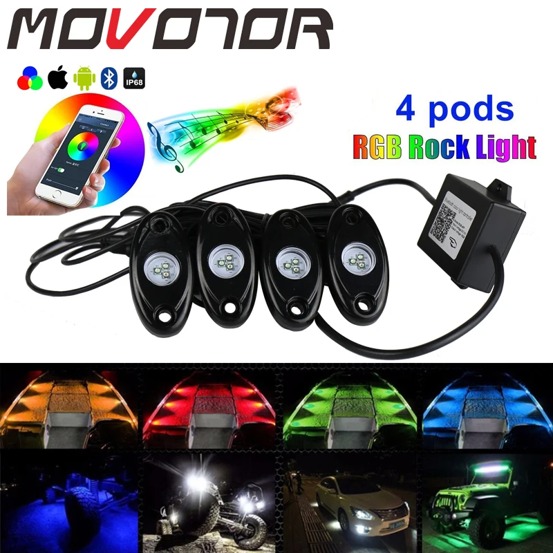 4 стручки многоцветный RGB рок светильник под водой для автомобилей Грузовик Лодка