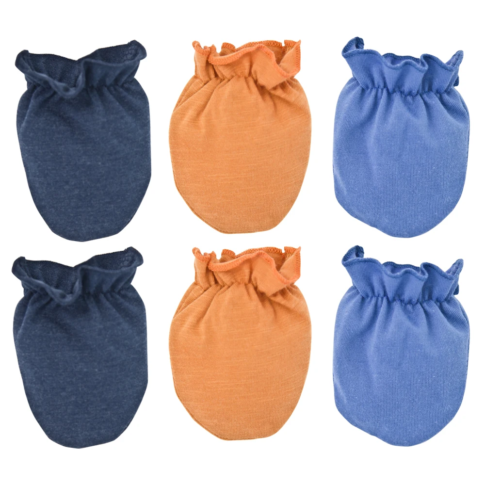 Kavkas/3 пары, модные детские перчатки против царапин, твердые, для защиты новорожденных, Хлопковые варежки-царапки 0-6 месяцев