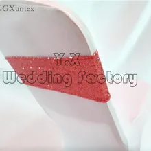 100 шт. красного цвета Цвет блесток лайкра стул группа \ стул створки для свадебного банкета Чехлы для стульев украшения