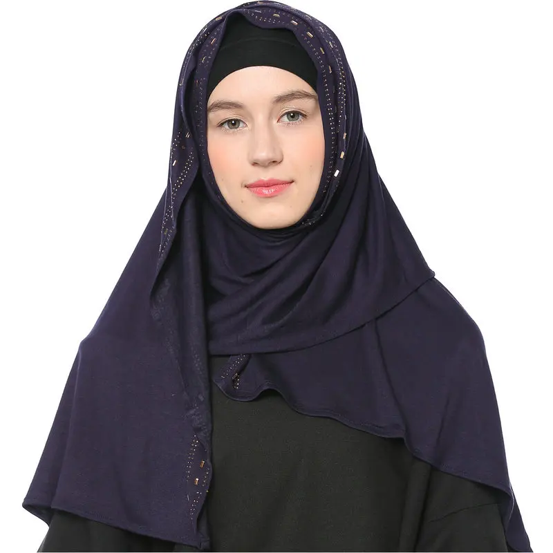 

Babalet Womens' Modest Muslim Islamic Breathable Rhinestones Ultra Soft Solid Long Headscarf Dubai Arabia Hijab 67*20 inch