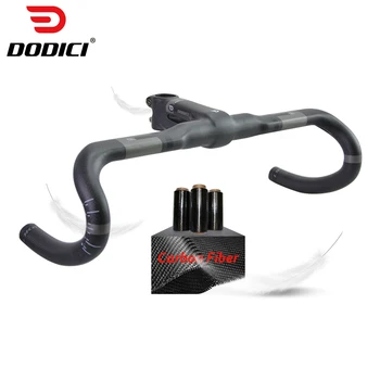 

DODICI Gray Carbon Road Handlebar Integrated Handlebar With Stem Bicycle Handlebars Road Bike Bent Bar 90/100/110*400/420/440mm