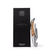 Homestia premium holz korkenzieher wein flaschenöffner bier opener und folienschneider w/ledertasche und geschenk paket