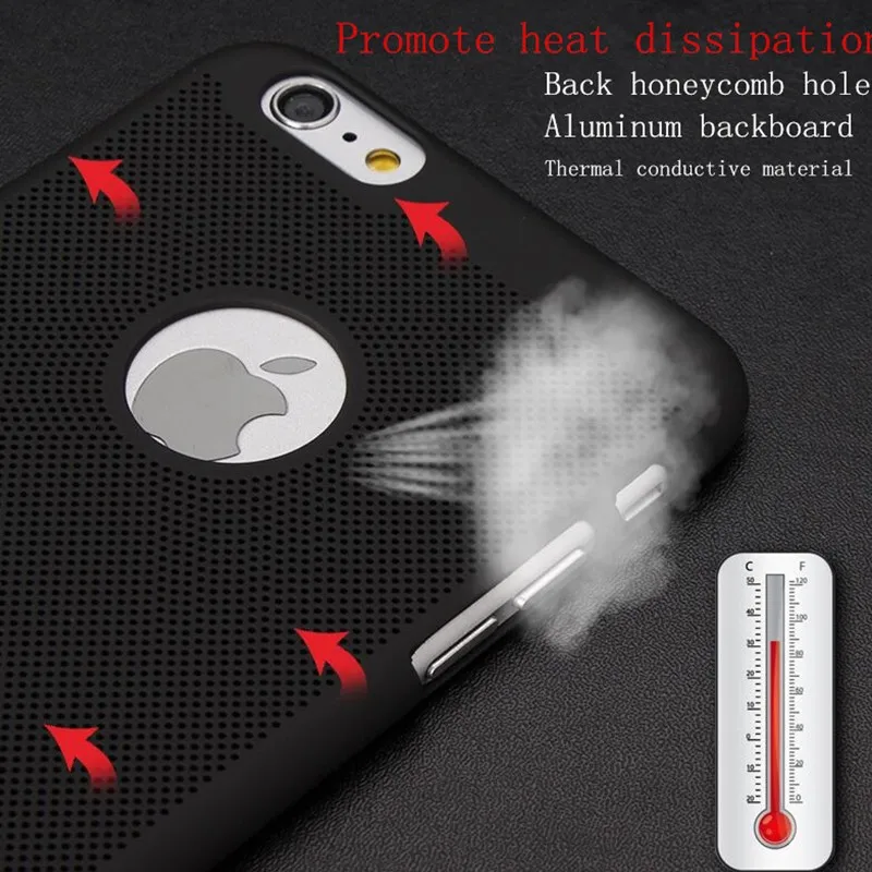 

OUJINUO Ultrathin Heat Dissipation PC Mesh Case For iPhone Xs Max XR X 8 7 6 6s Plus 5 5s SE Full Protective Back Cover Coque