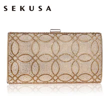 SEKUSA, женская маленькая сумка на плечо, украшенная бисером, с одной стороны, металлическая, женская, свадебная, элегантная сумочка, сумка через плечо, вечерние сумки